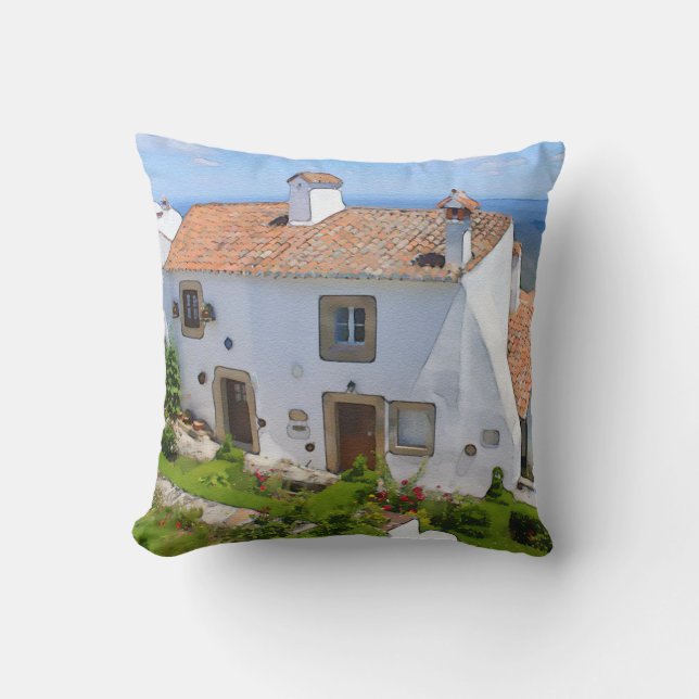 Coussin Maison méditerranéenne Watercolor (Recto)