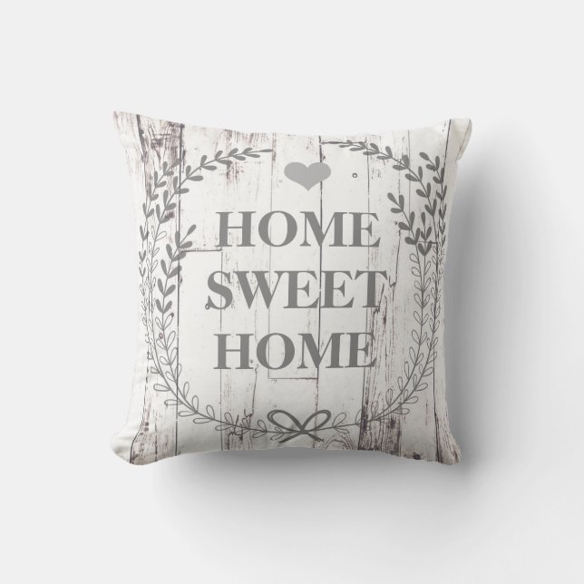 Coussin Maison Rustique en Bois Blanc Maison Douce Maison (Recto)