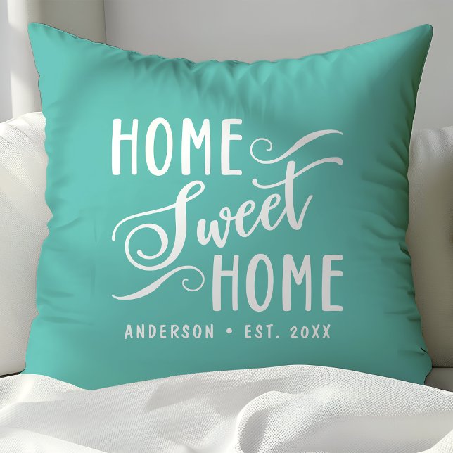 Coussin Maison Turquoise personnalisée Sweet Home (Créateur téléchargé)