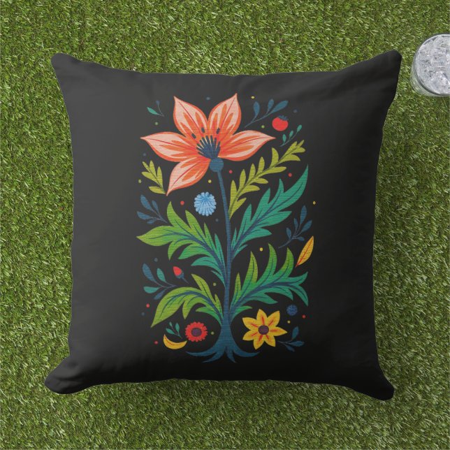 Coussin Maisonnette Fleurie Botanique Arbres Fleuris Art P (Herbe)
