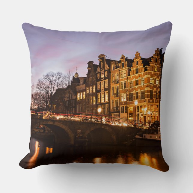 Coussin Maisons de canal d'Amsterdam au carreau de (Recto)
