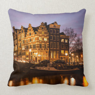 Coussin Maisons de canal d'Amsterdam au carreau de