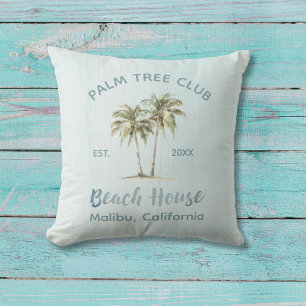 Coussin Maisons de plage modernes avec palmiers en bois bl