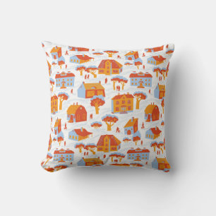 Coussin Maisons de ville mignonnes : Doodé Vintage