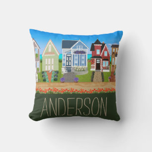Coussin Maisons victoriennes avec nom