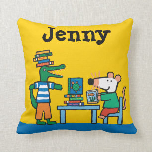 Coussin Maisy et les amis apprécient la bibliothèque