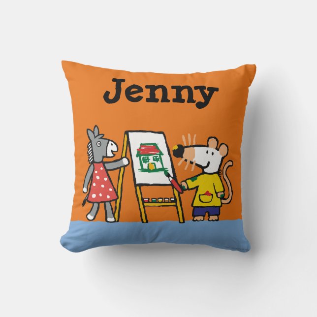 Coussin Maisy et peinture pointillée à l'école maternelle (Recto)