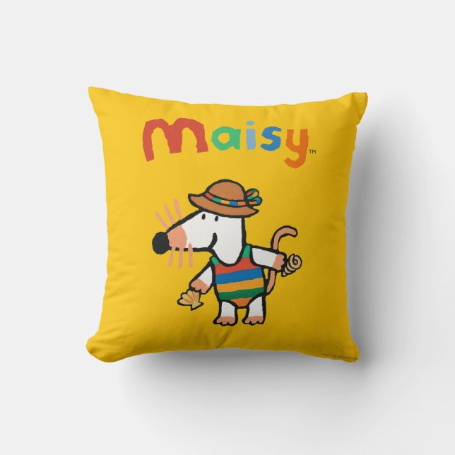 Coussin Maisy rassemblant des coquilles à la plage (Recto)