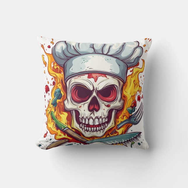 Coussin Maître de cuisine Chef Crâne (Recto)