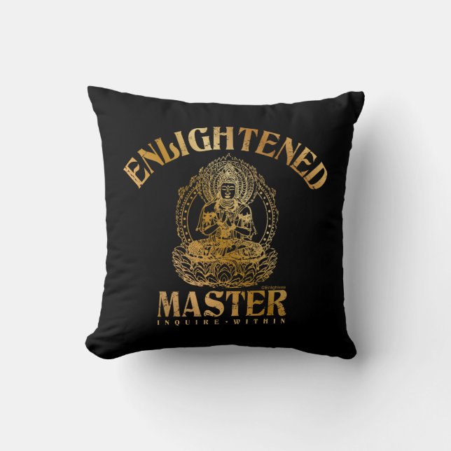 Coussin Maître éclairé - Faux Gold Foil Bouddha Noir (Recto)