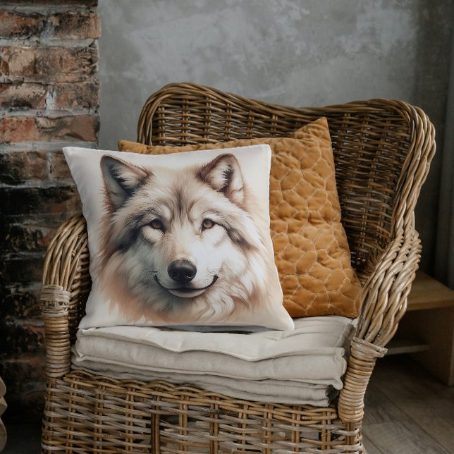 Coussin Majesté Silencieuse Le Loup Solitaire (Créateur téléchargé)