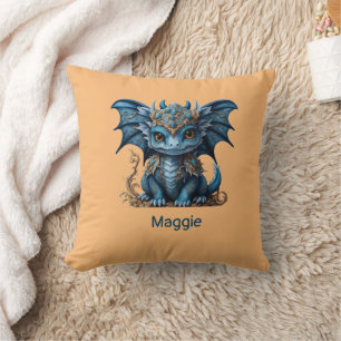 Coussin Majestic Blue Baby Dragon chinois Nouvel An 2024