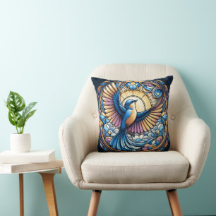 Coussin Majestic Bluebird Under the Golden Sun