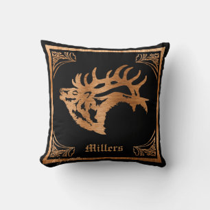 Coussin Majestic Bull Elk Wood Silhouette
