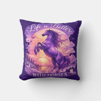 Coussin Majestic Purple Horse Sunset Dreamscape  