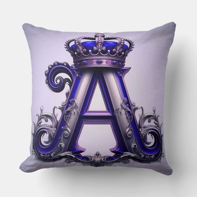Coussin Majestueuse lettre ornée A avec couronne (Recto)