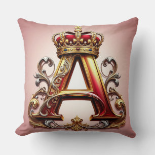 Coussin Majestueuse lettre ornée A avec couronne