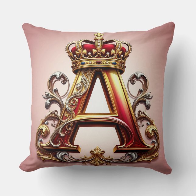 Coussin Majestueuse lettre ornée A avec couronne (Recto)
