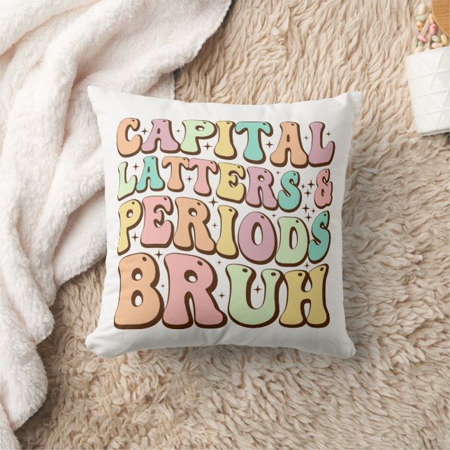 Coussin Majuscules Et Périodes Bruh Prof D'Anglais Drôle (Couverture)