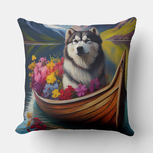 Coussin Malamute d'Alaska sur une pagaie : une aventure pi (Recto)