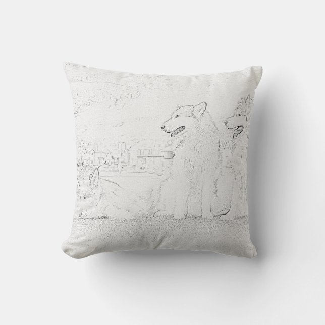 Coussin Malamutes d'Alaska (Recto)