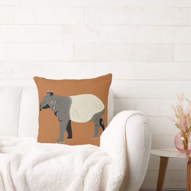 Coussin Malayan Tapir Animal Graphic Cinnamon Orange (Canapé)