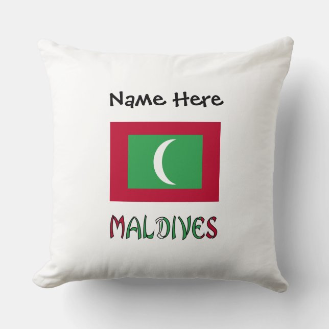 Coussin Maldives Drapeau Maldivien Noir Personnalisation  (Recto)