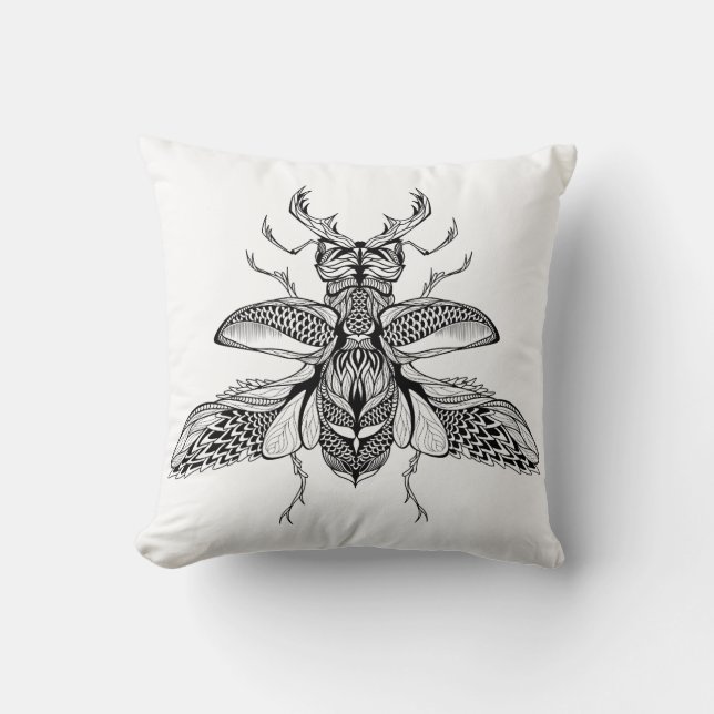 Coussin Mâle-Scarabée psychédélique inspiré (Recto)