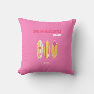 Coussin Malibu, Malibu Beach, Californie, Preppy, rose