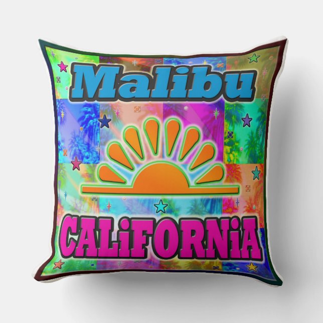 Coussin Malibu Sun & Palms (Recto)