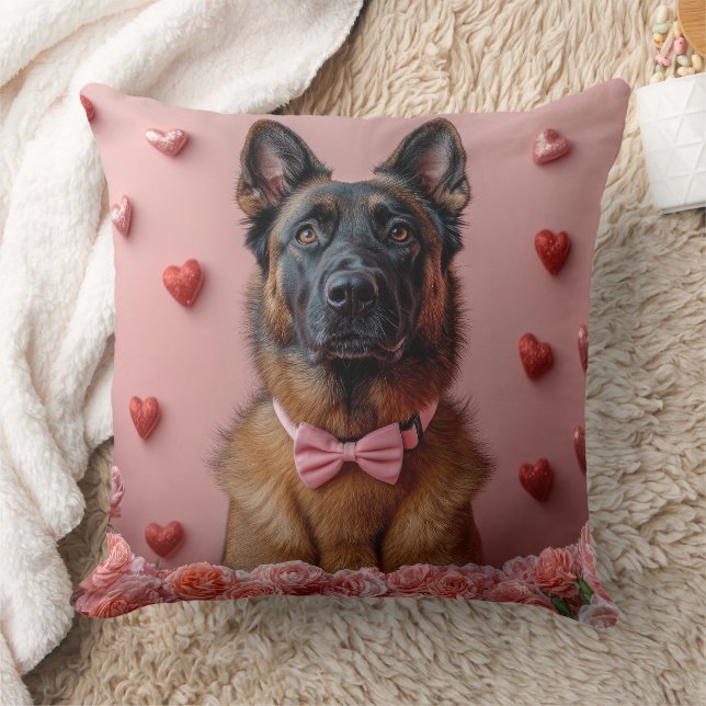 Coussin Malinois belge avec Rose - Saint Valentin (Couverture)