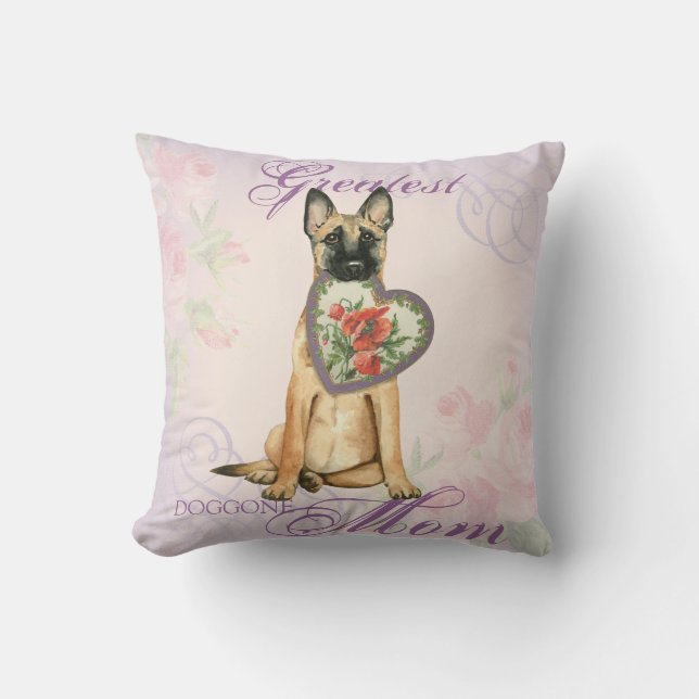 Coussin Malinois Heart Mom (Recto)