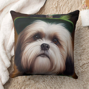 Coussin Malti Tzu Chien en Robe de la Saint Patrick