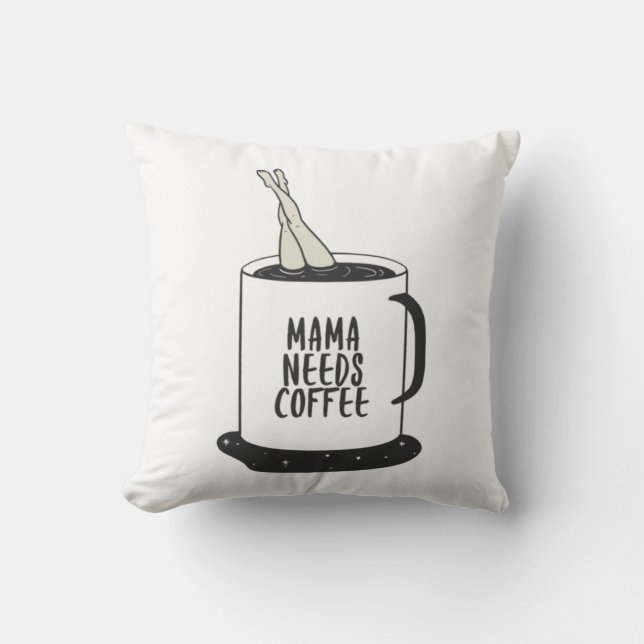 Coussin Mama a besoin de café (Recto)