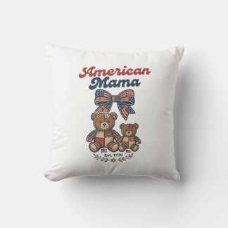 Coussin Mama Américaine Ours Patriote Patchwork Vector Des