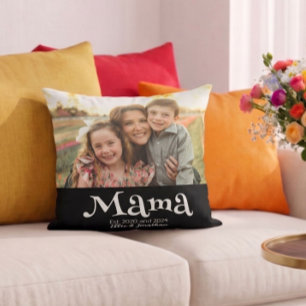 Coussin Mama Établie Photo Nom des Enfants Texte Amusant