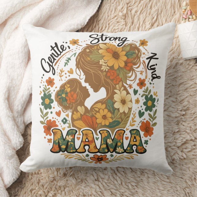 Coussin Mama Floral Esthétique Rétro - Vintage (Couverture)