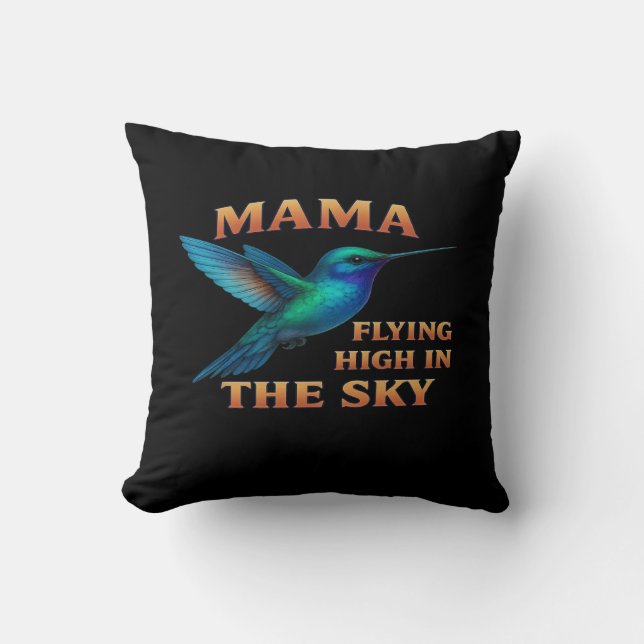 Coussin Mama Hummingbird - Vol haut dans l'édition Sky (Recto)