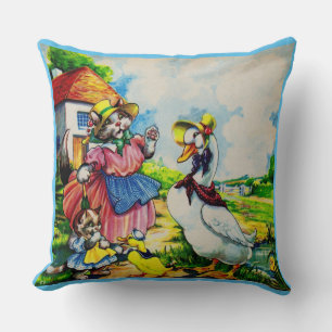 Coussin mama kitty cat et baby kitty visit canards dans le