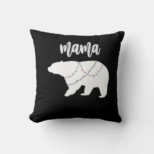 Coussin Mama Ours Polaire Chaîne De Lumières Noël