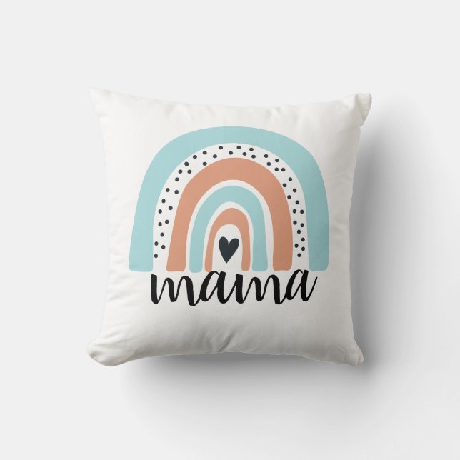 Coussin Mama Rainbow Blue Peach (Recto)