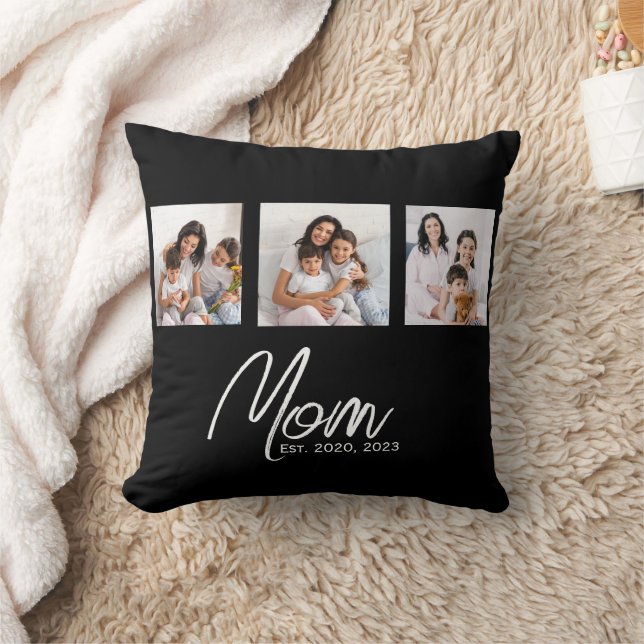 Coussin Maman a établi un script moderne noir 3 Photo (Couverture)