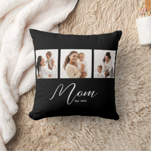 Coussin Maman a établi un script moderne noir 3 Photo