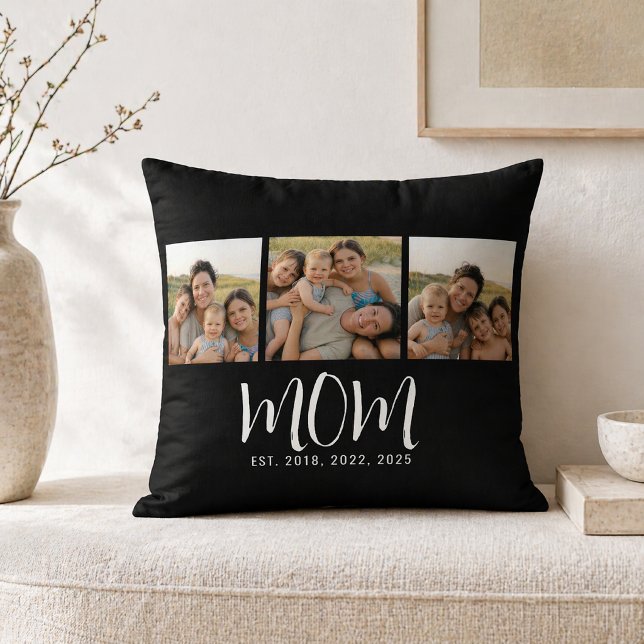 Coussin Maman a établi un script moderne noir 3 Photo (Créateur téléchargé)