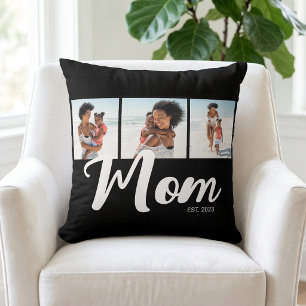 Coussin Maman a établi un script moderne noir 3 Photo