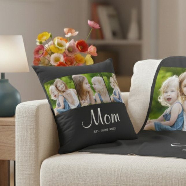 Coussin Maman a établi un script moderne noir 3 Photo (Créateur téléchargé)