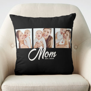 Coussin Maman a établi un script moderne noir 3 Photo