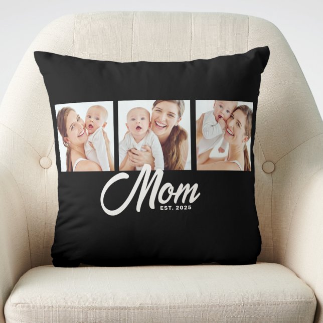 Coussin Maman a établi un script moderne noir 3 Photo (Créateur téléchargé)