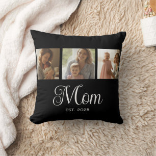 Coussin Maman a établi un script moderne noir 3 Photo