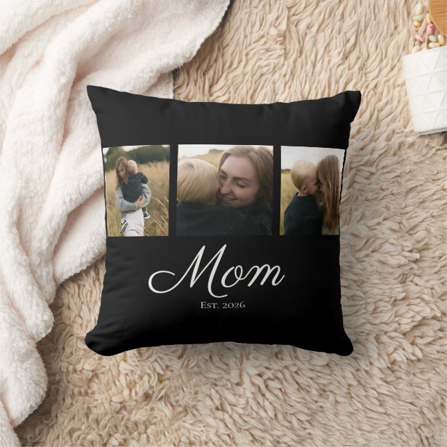 Coussin Maman a établi un script moderne noir 3 Photo (Couverture)